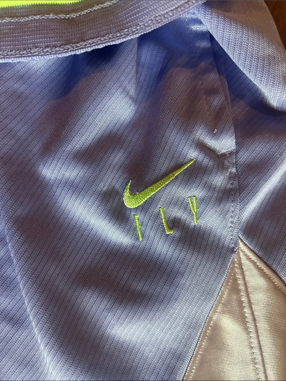 Nike Women’s Lavender Athletic Shorts with Neon Yellow Logo